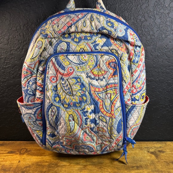 Vera Bradley Handbags - Vera Bradley Backpack Colorful Paisley Print Blue Straps